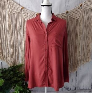 BeachLunchLounge Orange Button Down Tunic Top S
